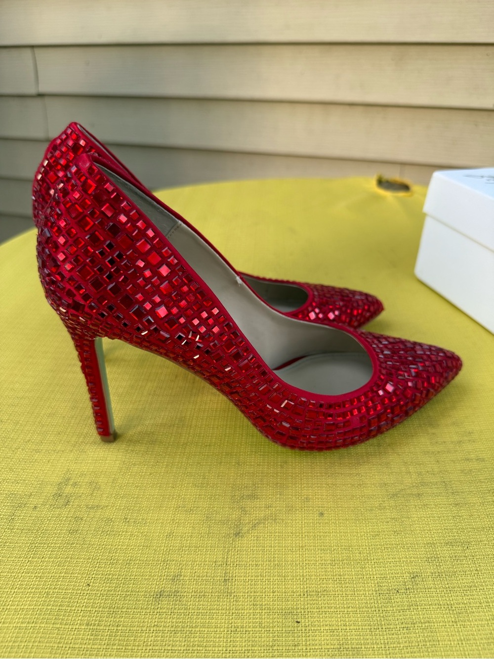 Betsey Johnson Red Beaded Pointed-Toe Pumps - Picture 6 of 9